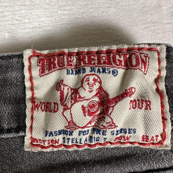VTG True Religion Jeans Women Size 27 Gray Stella Big T Low Rise Made in USA - Picture 13 of 13